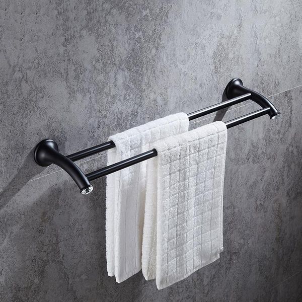 

towel racks 60cm antique black stainless steel bathroom double bar rack holder hardware accessories sj18