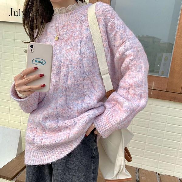 

women's sweaters julypalette o-neck twist sweater women autumn winter korean loose pullover casual female thick warm knitted jumper 202, White;black