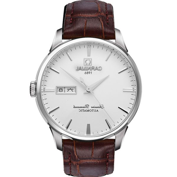 

switzerland carnival brand luxury watches automatic self-wind watch men sapphire reloj hombre relogio clock c8646g-1, Slivery;brown