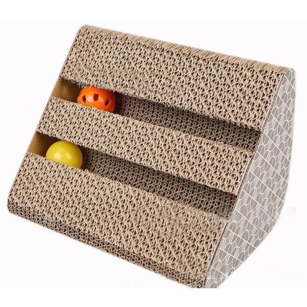 

cat toys pet corrugated paper scratcher with catnip lounge handmade kitten scratching post interactive toy for training