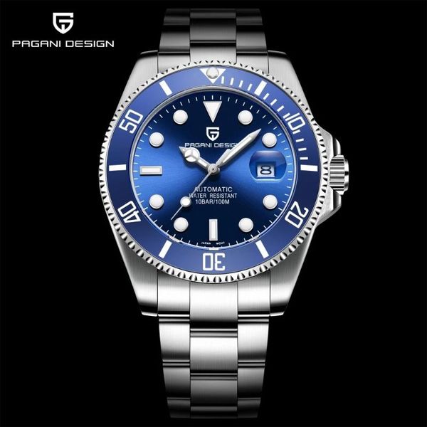 

wristwatches pagani design luxury men's watches brand mechanical automatic date waterproof luminous, Slivery;brown