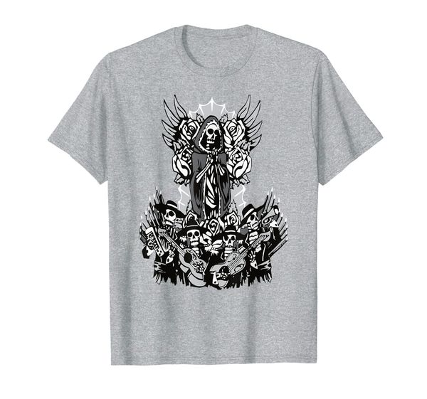 

la santa muerte the mexican grim t-shirt, White;black