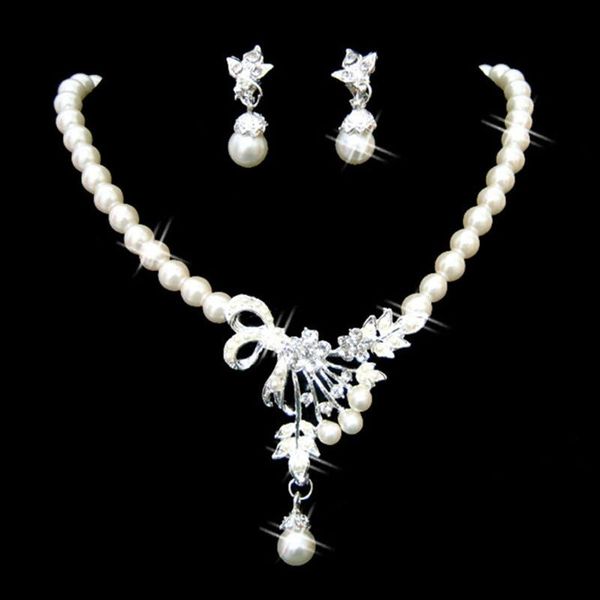 

earrings & necklace gift charm gifts bridal party crystal wedding accessories jewelry set, Silver