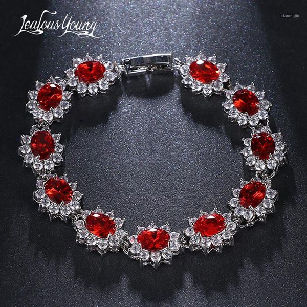 

charm bracelets fashion red cubic zirconia wedding bangles with white gold color oval crystal bracelet accessories, Golden;silver