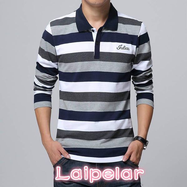 

men's t-shirts autumn stripe embroidery t-shirt letters print long sleeved lapel shirt large size 5xl, White;black