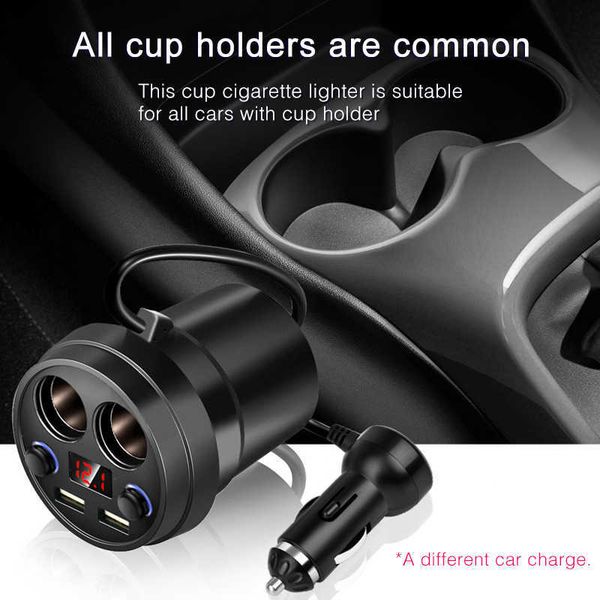 

usb splitter for auto car splitter cigarette lighter in a car charger cup holder 2usb ports led dsiplay