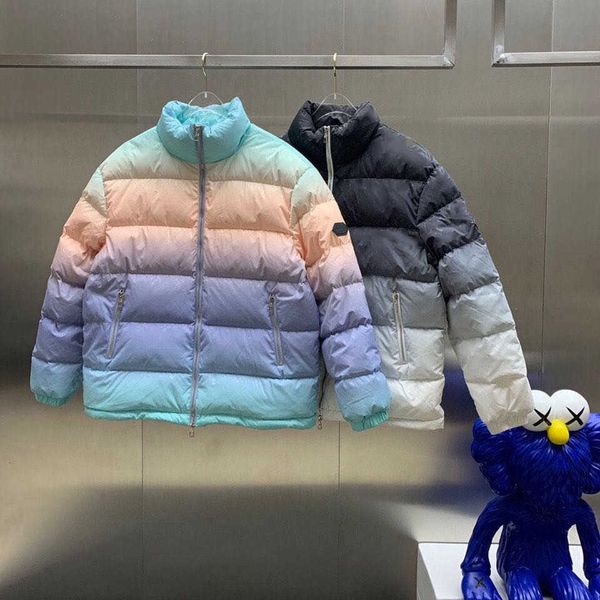 

gradient printing down jacket, full filling, strong resilience matching couple chunky winter parka, Black