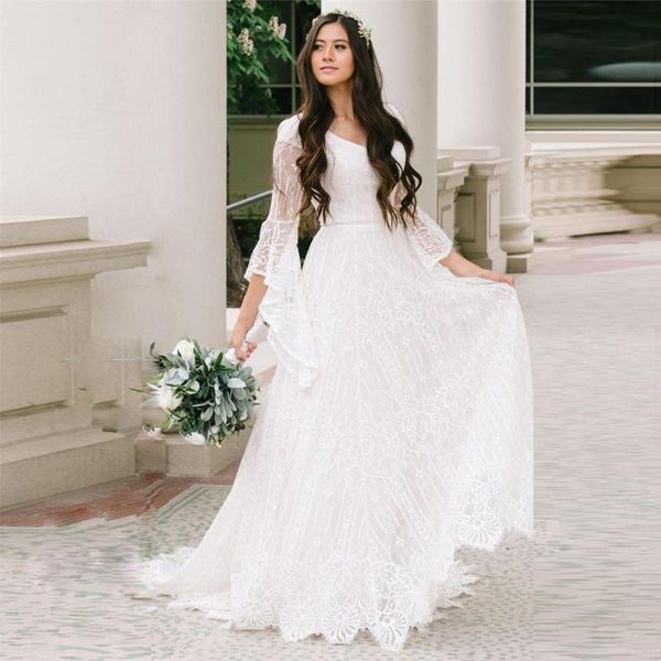 

maternity dresses flare sleeve wedding dress pography baby shower party pregnant women lace long maxi gown pregnancy po shoot prop, White
