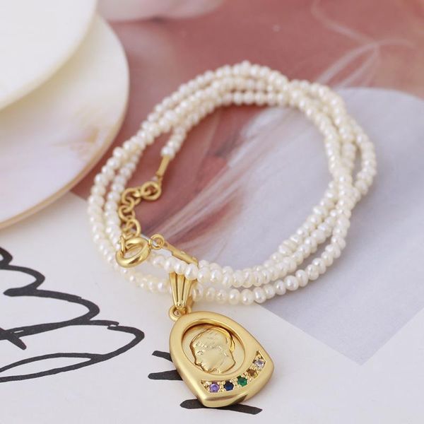 

pendant necklaces vintage style pearl tianhe stone portrait necklace, Silver