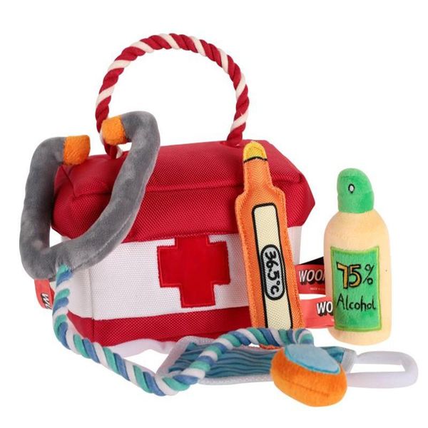 

dog grooming pet toy set box cosmetic bag plush vocal