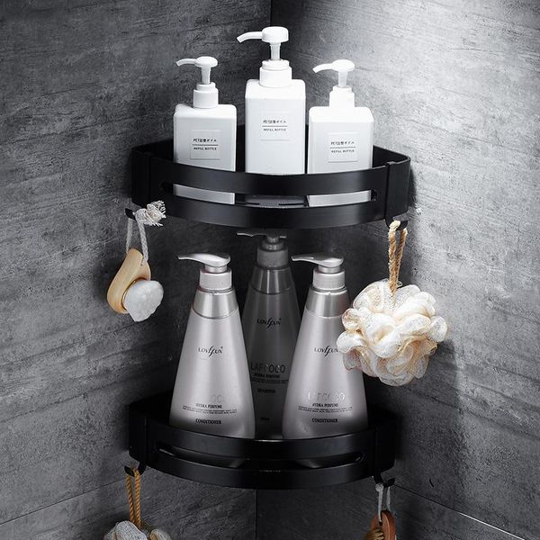 

bathroom shelves black stainless aluminum alloy wall mountdet shower caddy accessories storage rack hardware organizer basket container