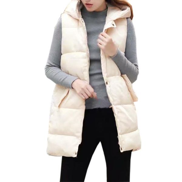 

women's vests d119 womens winter vest fashion hooded down outdoor jacket pocket waistcoat ladies gilet chalecos de mujer f1, Black;white