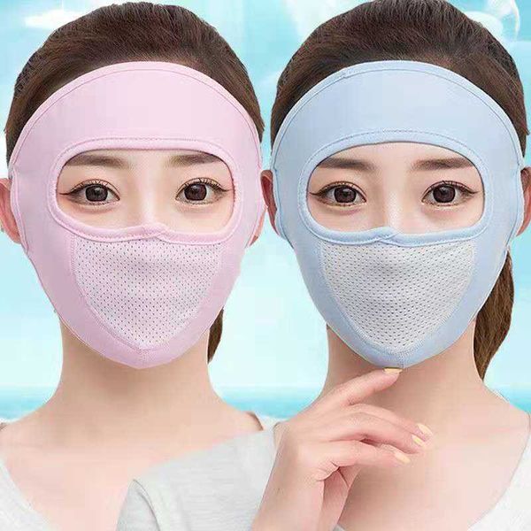 

mask sunscreen women's summer ice thin breathable and anti ultraviolet full face sunshade and dustproof water washing cycling