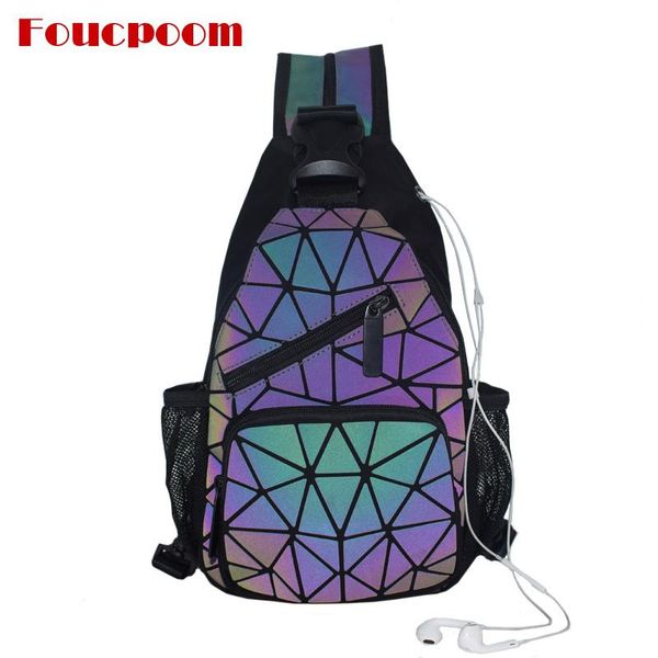 

backpack 2021 men backpacks multifunctional women geometric school with headphone hole luminous man shoulder chest bags