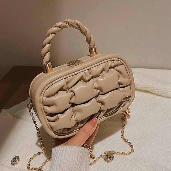 

evening bags pleated small pu leather crossbody totes with short handle for women 2021 winter luxury chain handbags and purses shoulder