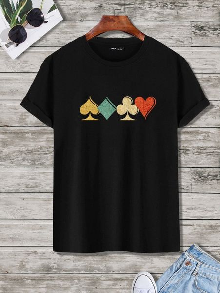 

men playing cards print tee o4vg#, White;black