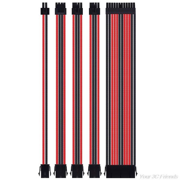 

18awg at x extension sleeved cable kit atx24pin/eps 4+4pin/pci-e 8pin/pci-e 6pin female to male psu extension power cord m03 21