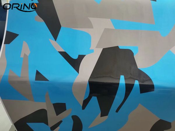 Schwarz-blaue geometrische Tarnung-Vinylverpackungsfolie für Autoaufkleber mit luftabweisender Klebefolie