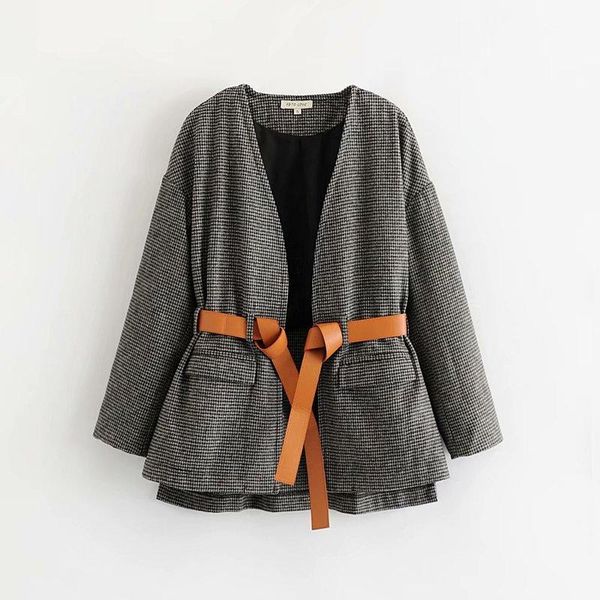 

women's jackets fashion women european and american lj85-8933 plover case with belt coat, Black;brown