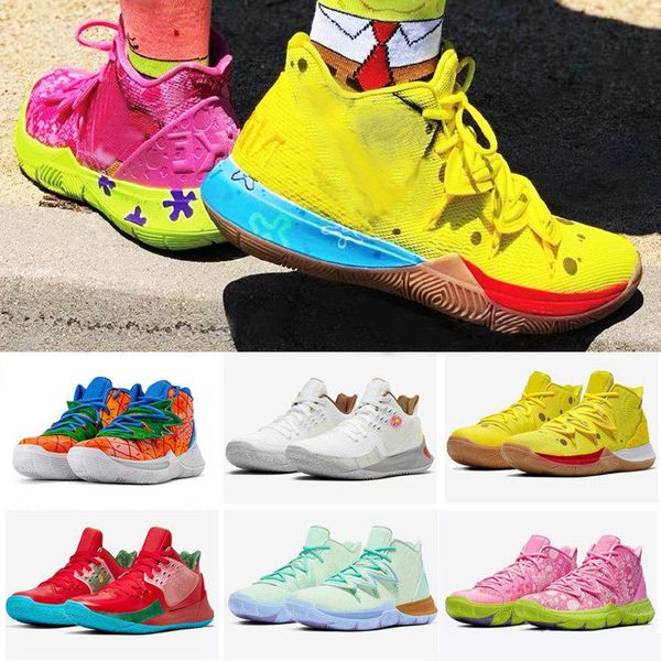 

new 2021 new arrival mens kyrie shoes tv pe sponge sneakers 5 for 20th anniversary sponge x irving 5s v five luxury sneakers gb#10089