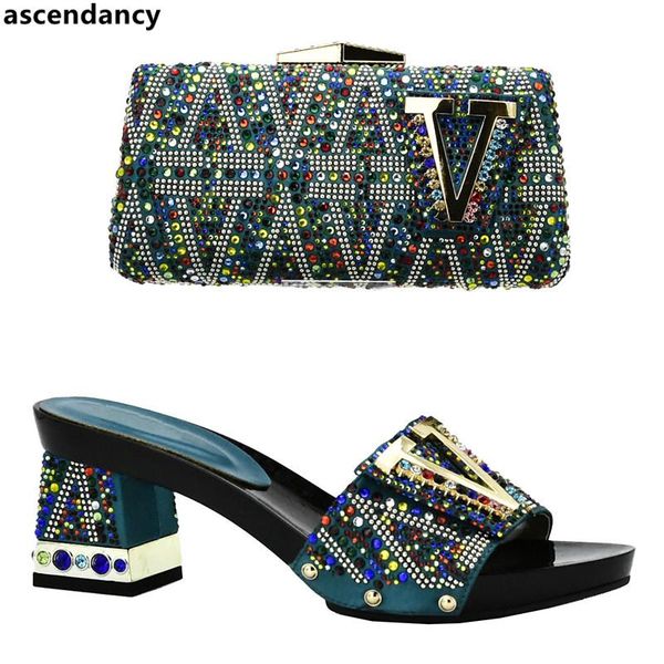 

italian shoes and bags set envio gratis nigerian women wedding shoes and bag set decorated with rhinestone african wedding, Black