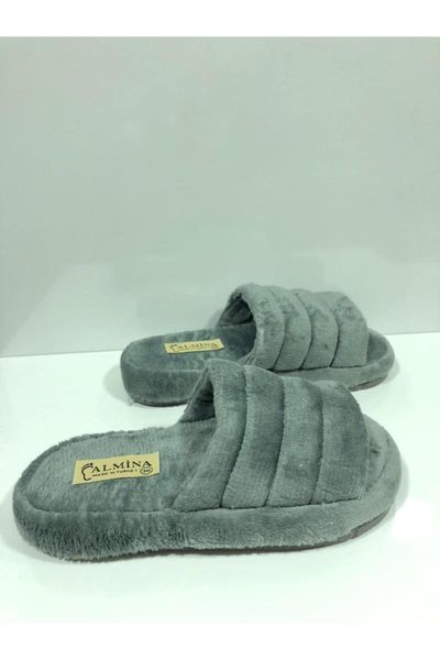 

slippers lady gray outdoor plush home slipper, Black