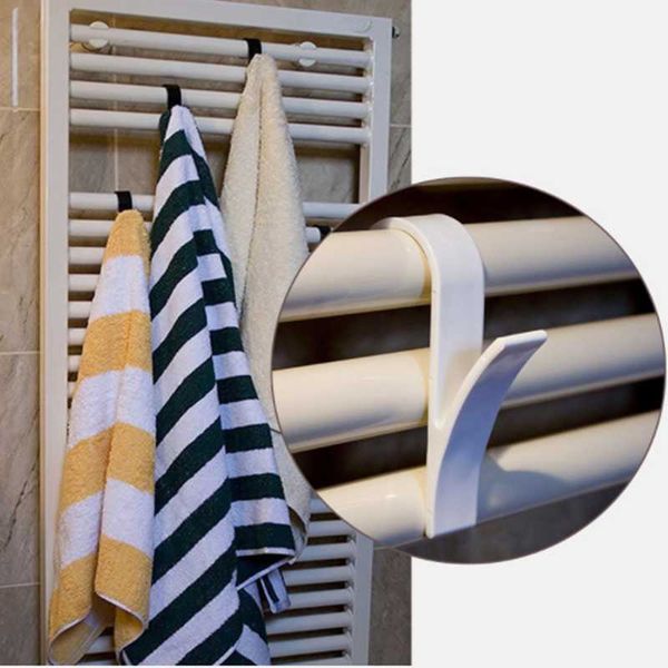 

hooks & rails hanger for heated towel radiator rail clothes rack multi-purpose bathroom crocher rangement perchero white 6psc