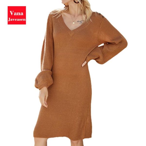 

casual dresses office lady knitted dress long sleeve v-neck straight women knitting robes female vestidos women's, Black;gray
