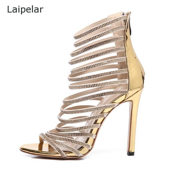 

sandals bling gold crystal thin strappy gladiator sandal shoes stiletto heel wedding pumps rhinestone cage, Black