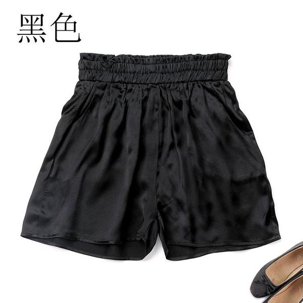 

women's shorts 100% pure silk solid colors high waist with pockets in 15  jn431, White;black