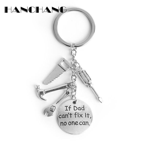 

keychains hanchan handmade jewelry "if dad can't fix it, no one can'' letters charms keychain metal pendants key rings l, Silver