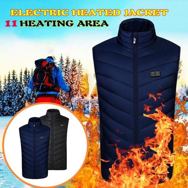 

men's vests heating vest dual control usb charging 11 zone dual-control smart three-speed temperature, Black;white