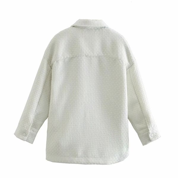 

2021 fashion new spring pocket design women loose style turn down collar white jacket coat chaqueta mujer eoe8, Black;brown