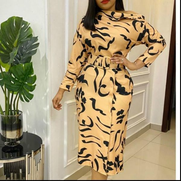 

women print dresses elegant office ladies long sleeves autumn fashion with wasit belt female vestidos new work wear lady, Black;gray
