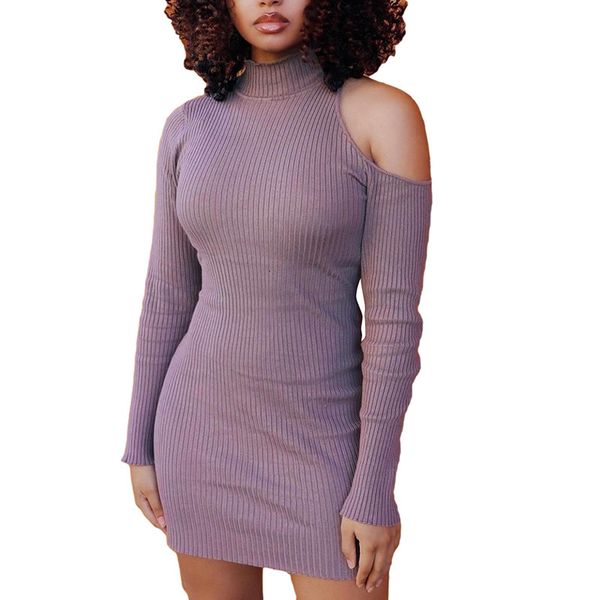 

stretchable turtleneck wrapped in womanly full hollow sleeve thin dress new spring solid color streetwear dresses tfbz, Black;gray