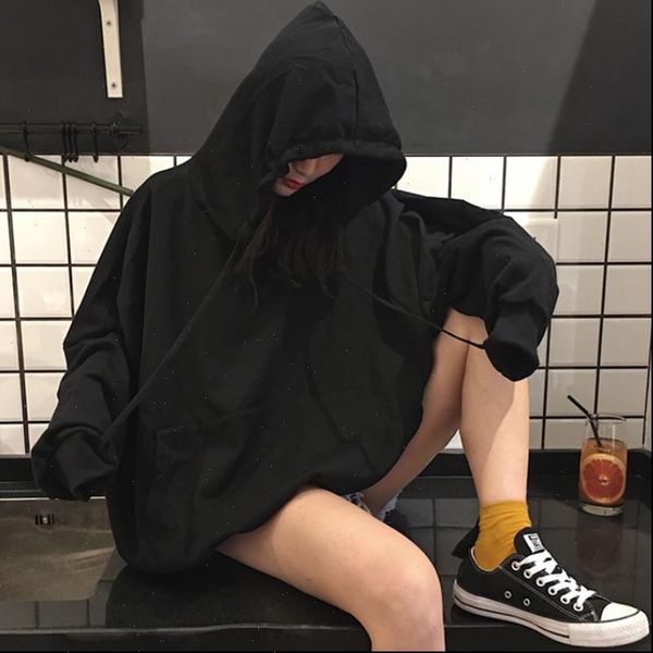 

new casual womens hoodie sweatshirt long sleeve black female loose hooded thick coat hoody tracksuit clothes tee clothing
