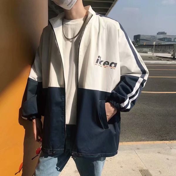 

spring and autumn handsome men's loose fashion brand versatile baseball jacket, Black;brown