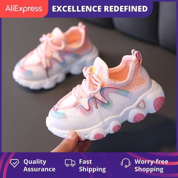 

new spring children shoes for girls sport shoes fashion breathable baby shoes soft bottom non-slip casual kids girl sneakers x0703, Black;red