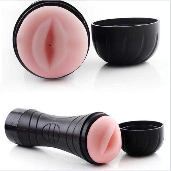 Giocattoli del sesso orale / vaginale per uomo che succhia tazza del masturbatore maschile artificiale vera figa tascabile realistico strumento anale in silicone morbido per adulti P0814