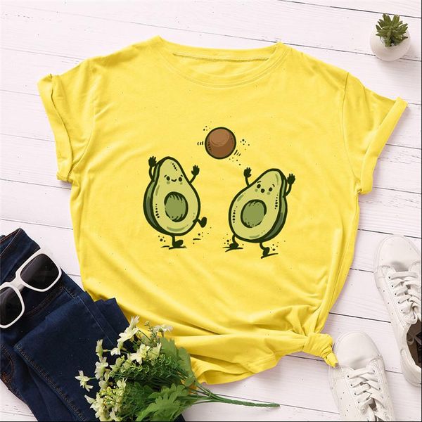 

plus size s 5xl lovely avocado print t shirt women 100%cotton women shirts o neck short sleeve tees summer t shirt tshirt, White