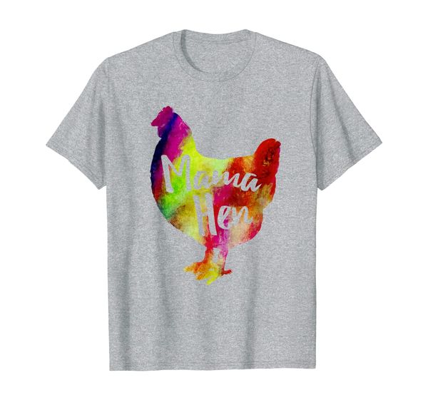 

mama hen pet chicken mother farmer colorful t-shirt, White;black