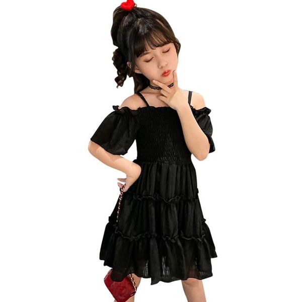 

girl's dresses teenage girl off shoulder dress girls summer kids solid color clothes 6 8 10 12 14, Red;yellow