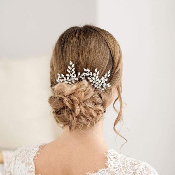 

headpieces 3 pcs sets fashion crystal wedding hair accessories hairpins bridal jewelry rhinestone women pins clips, Silver