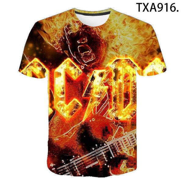 

men's t-shirts 2021 3d summer printed t shirts ac dc casual men women children fashion short sleeve boy girl kids cool, White;black