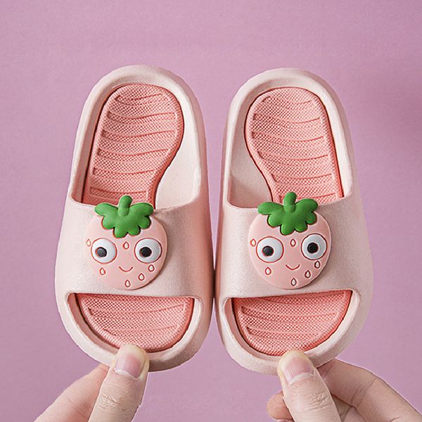 

kids boys girls slippers shoes bathroom indoor cute cartoon fruit indoor slippers summer beach wear children kids shoes slippers, Black;red