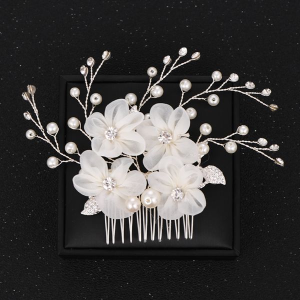 

silver color flower pearl wedding hair combs hair accessories for bridal headpiece women decorative combs wedding hair jewelrydio chan conta, White;golden