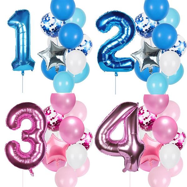 

party decoration 12pcs pink blue gold number foil balloon kids boy girl1 2 3 4 5 6 7 8 9 year old birthday baby shower decor supplies