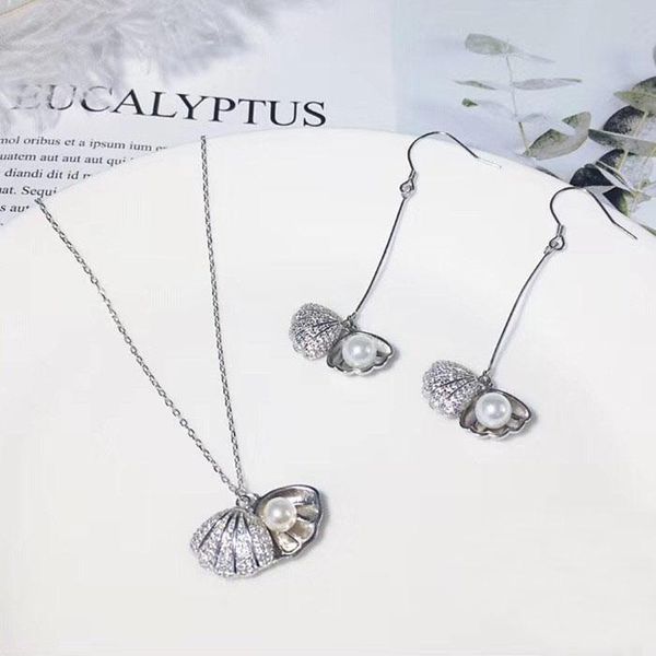 

pendants designer fashion 925 sterling silver jewelry 3a cubic zirconia party earring/necklace set, Black