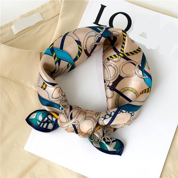

2021 designer small scarves women 100%b pure silk scarf neck hairband tie print female foulard bandana square kercheif, Blue;gray