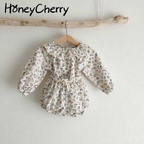 

spring flounced female baby cotton long-sleeved shirt + shorts set baby girl clothes 210701, White